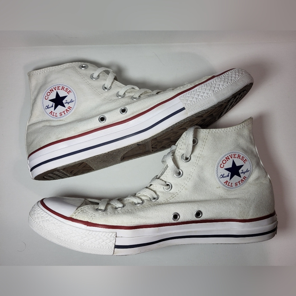 Converse Chuck Taylor All-Star High Top White Sneakers Women's 10.5 Men's 8.5 - Picture 1 of 12